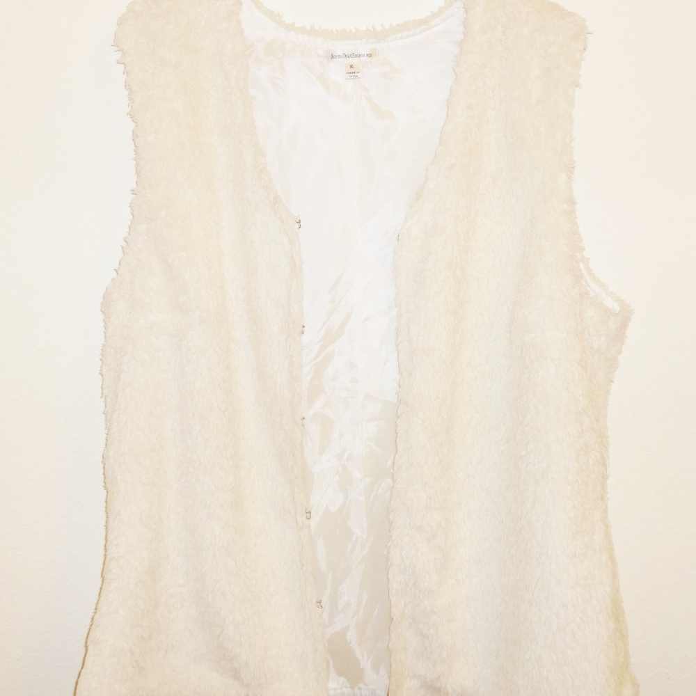 John Paul Richard Cream/off white faux fur vest